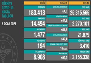 194 Can Kaybı, 14 Bin 494 Yeni Vaka