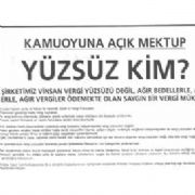  YÜZSÜZ  AÇIKLAMASINA İLANLI TEPKİ